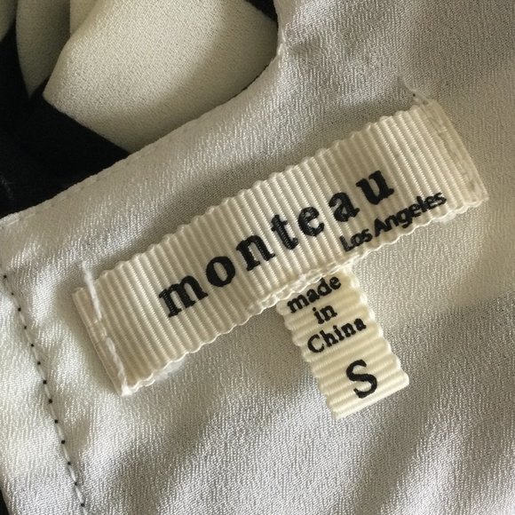 Monteau Black/White Striped Sheath Dress - Cutout Back, Small - Picture 6 of 6